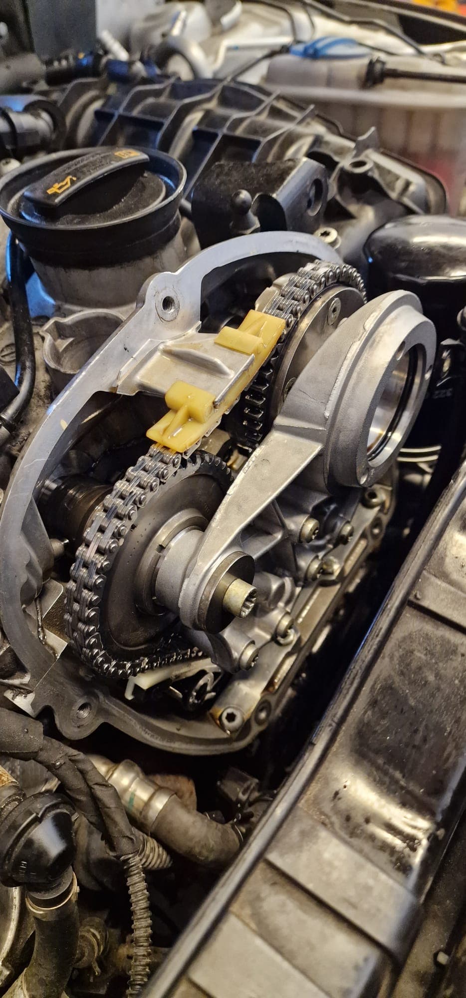 Audi timing chain replacement engine view